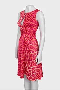 Animal print draped dress