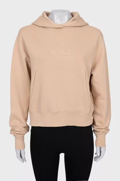 Beige hoodie with embroidery