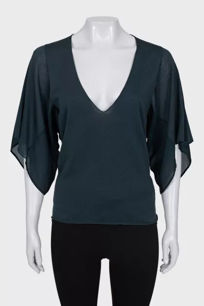 Silk blouse with wide sleeves