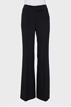 Black silk trousers with arrows