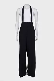 Wool trousers with suspenders