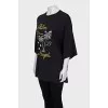 Oversized T-shirt with print and tag