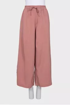 Silk crop top and trousers suit
