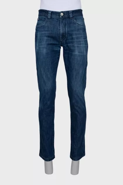 Men's straight fit distressed jeans
