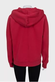 Red hoodie with branded embroidery