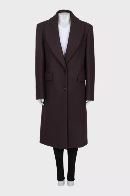 Straight cut wool coat with buttons