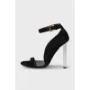 Suede sandals with mirror heels
