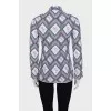 Straight cut blouse with a stand-up collar