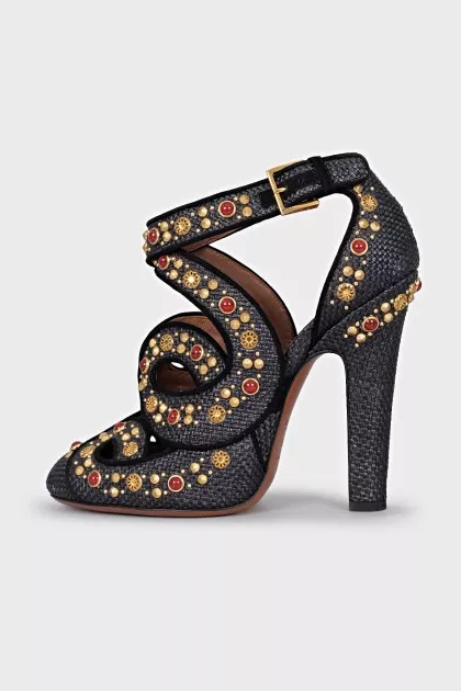 Braided sandals with gold decor