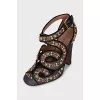 Braided sandals with gold decor