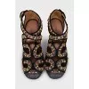Braided sandals with gold decor