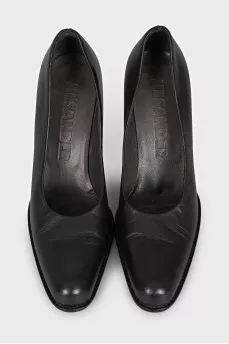 Leather wedge heel shoes