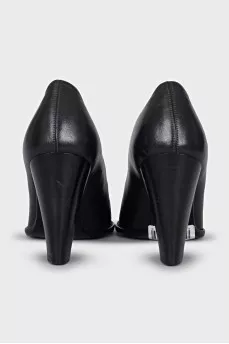 Leather wedge heel shoes