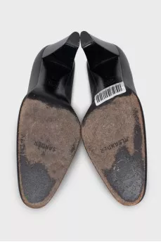 Leather wedge heel shoes