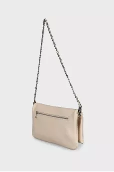 Leather crossbody bag with print