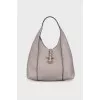 Leather bucket bag with brand logo