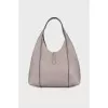 Leather bucket bag with brand logo