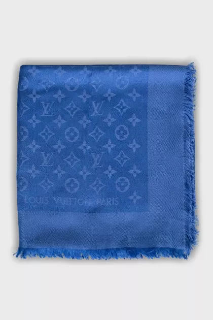 Blue scarf with signature pattern