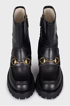Leather boots with branded decor