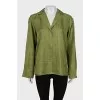 Silk shirt with contrast stitching