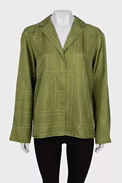 Silk shirt with contrast stitching
