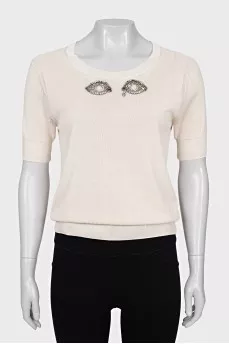 Slim fit t-shirt decorated with crystals