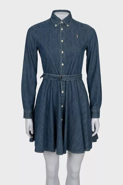 Fitted denim dress with buttons