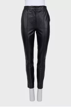 Mid-rise leather trousers