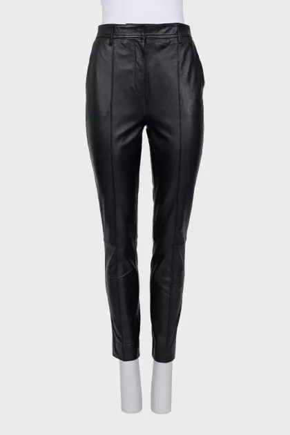 Mid-rise leather trousers