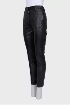Mid-rise leather trousers