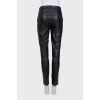 Mid-rise leather trousers