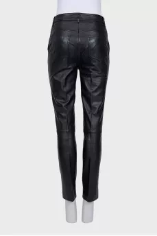 Mid-rise leather trousers