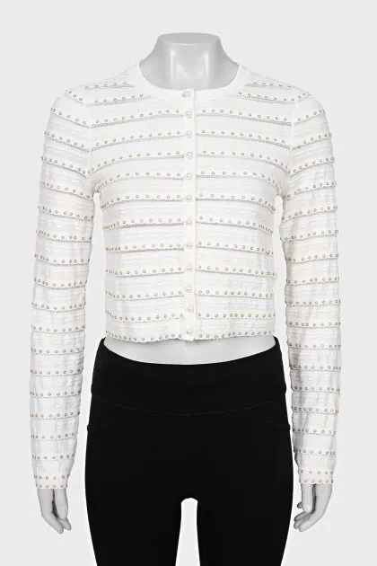 Cropped white cardigan with tag