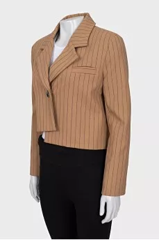 Cropped striped jacket with button