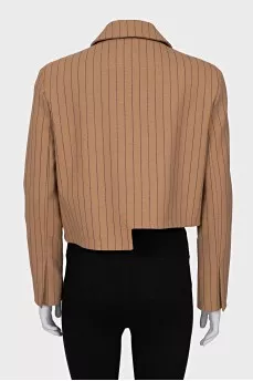 Cropped striped jacket with button