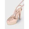 Pink slingbacks with fabric ties