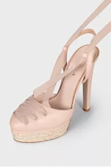 Pink slingbacks with fabric ties