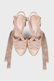 Pink slingbacks with fabric ties