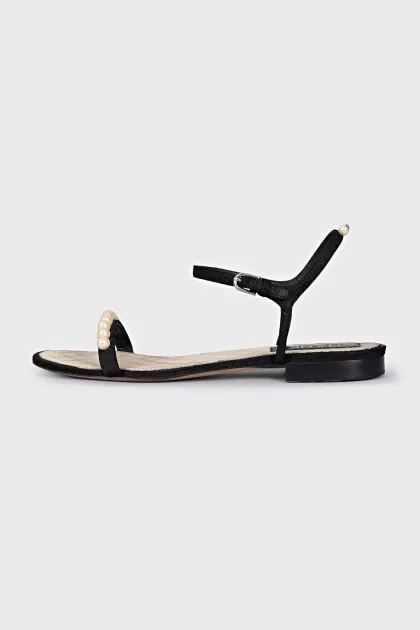 Suede sandals with pearl decor