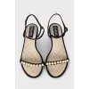Suede sandals with pearl decor