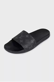 Men's leather slippers with signature print