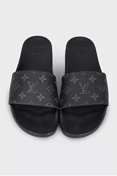 Men's leather slippers with signature print