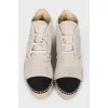 Textile sneakers with contrasting toe