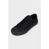 Men's Black Leather Toe Sneakers