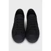 Men's Black Leather Toe Sneakers