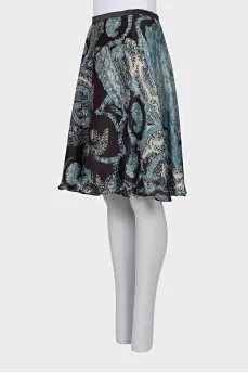 Silk A-line skirt with print