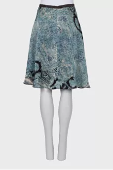 Silk A-line skirt with print