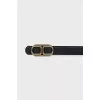 Black leather belt with massive buckle