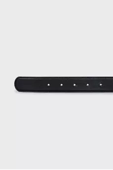Black leather belt with massive buckle
