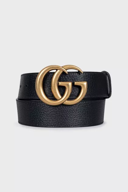 Black GG Marmont Leather Belt